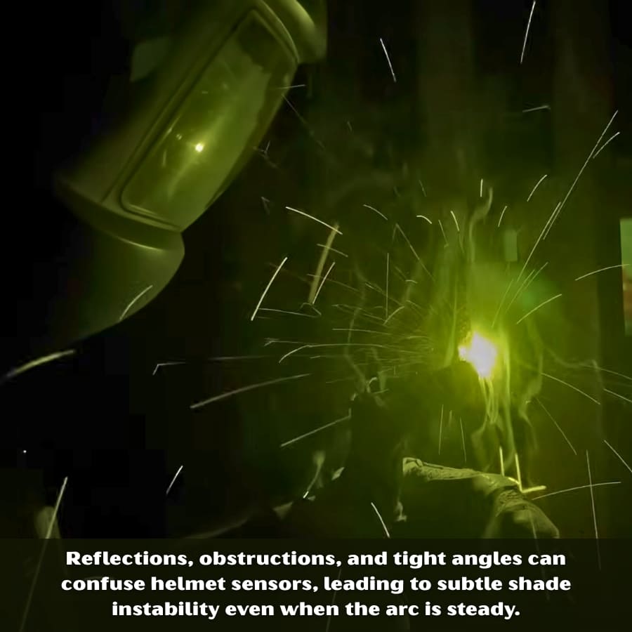 shade instability in auto-darkening helmets