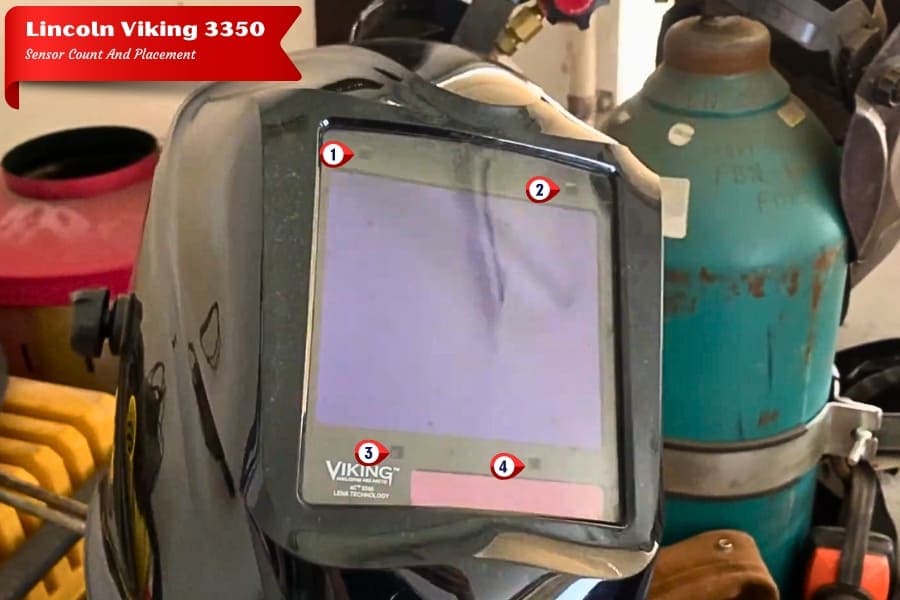 Arc sensor count and placement in Lincoln Electric Viking 3350 welding helmet